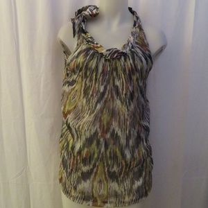 ALLDRESSEDUP SILK HIGH NECK SLEEVELESS BLOUSE SZ S